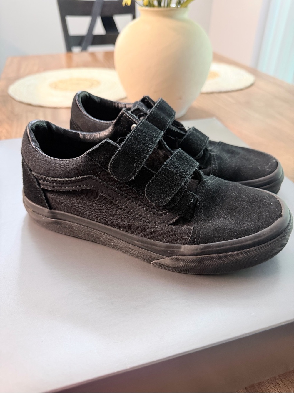 Vans Kids Black Double Velcro Suede Sneakers